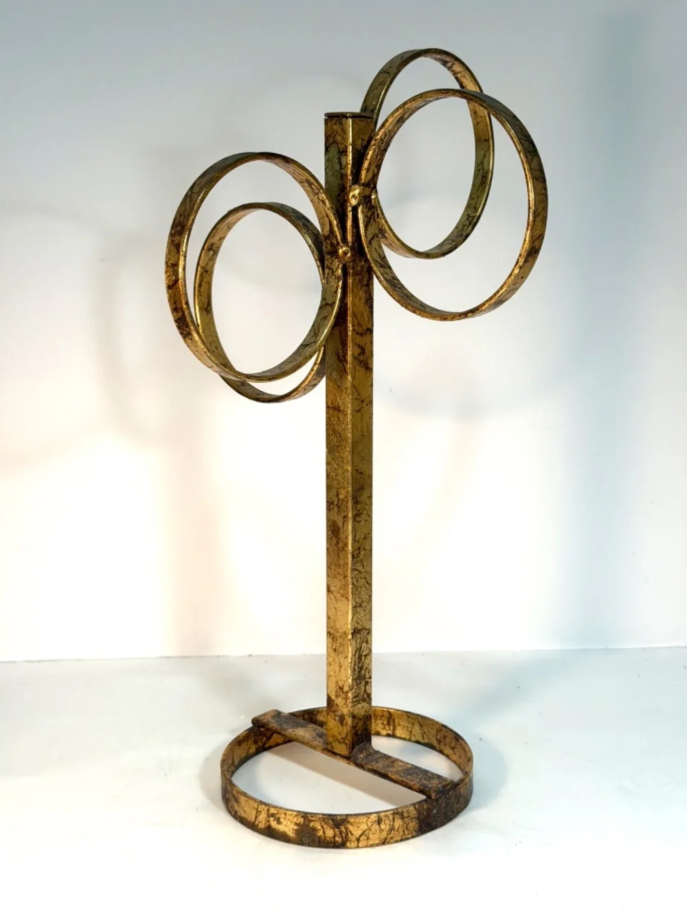 Vintage Gilt Gold Metal Guest Towel Holder 4 Rings H'wood Regency, Florentine
